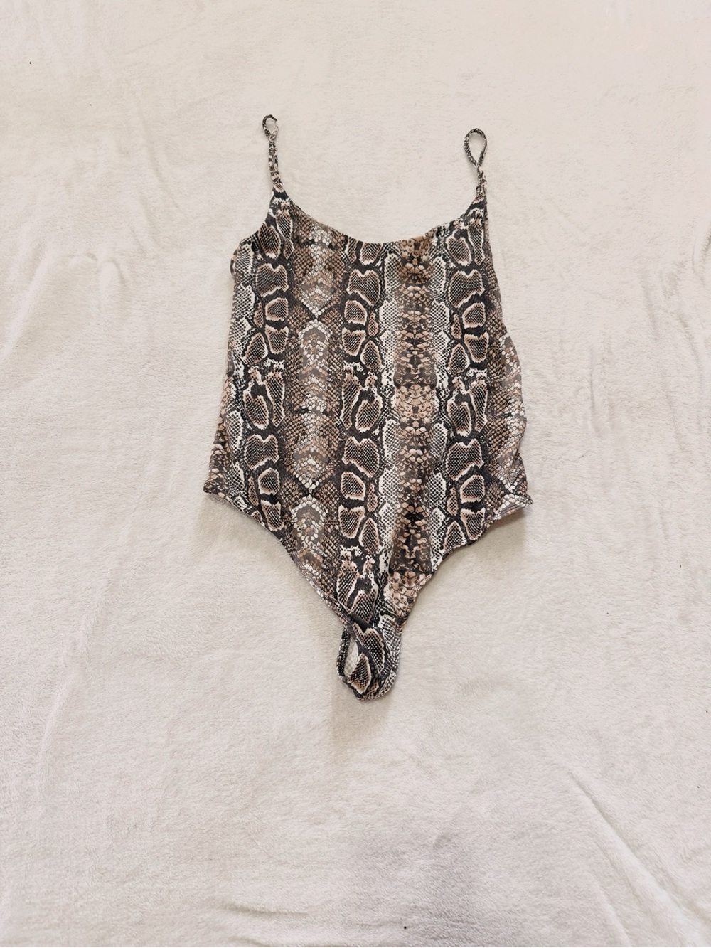 Derek Heart Girls Snake-Print One-Piece Bodysuit - Brown, Black, Cream